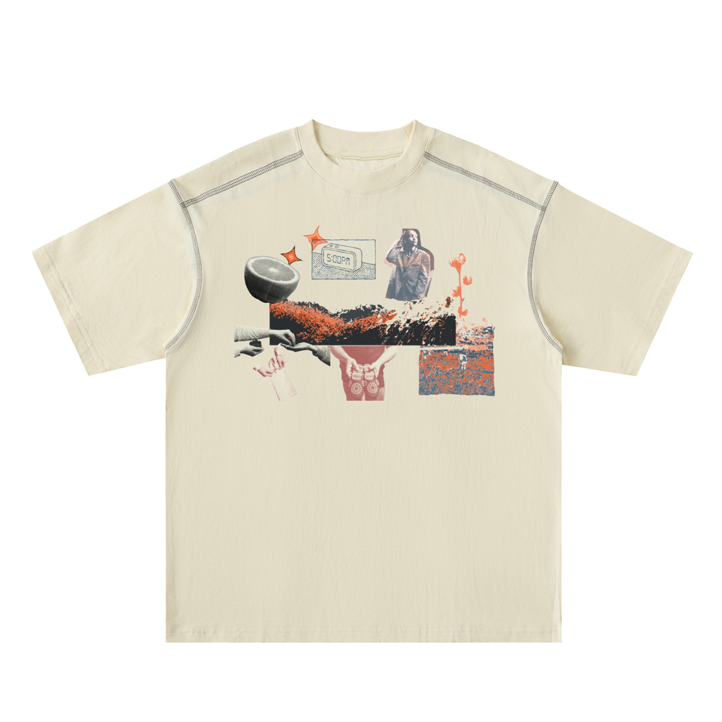 Oversized Contrast-Stitched Cotton Tee