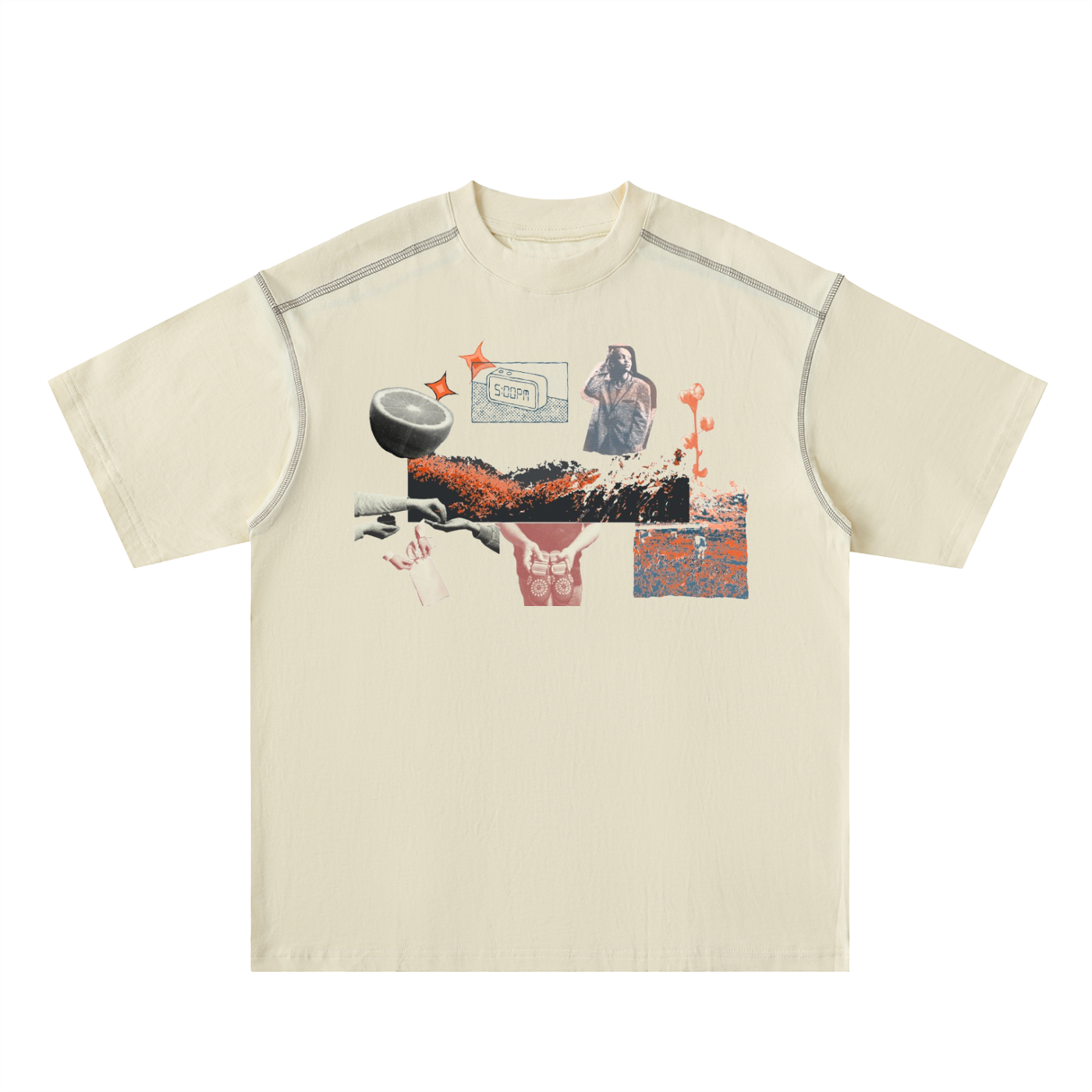 Oversized Contrast-Stitched Cotton Tee